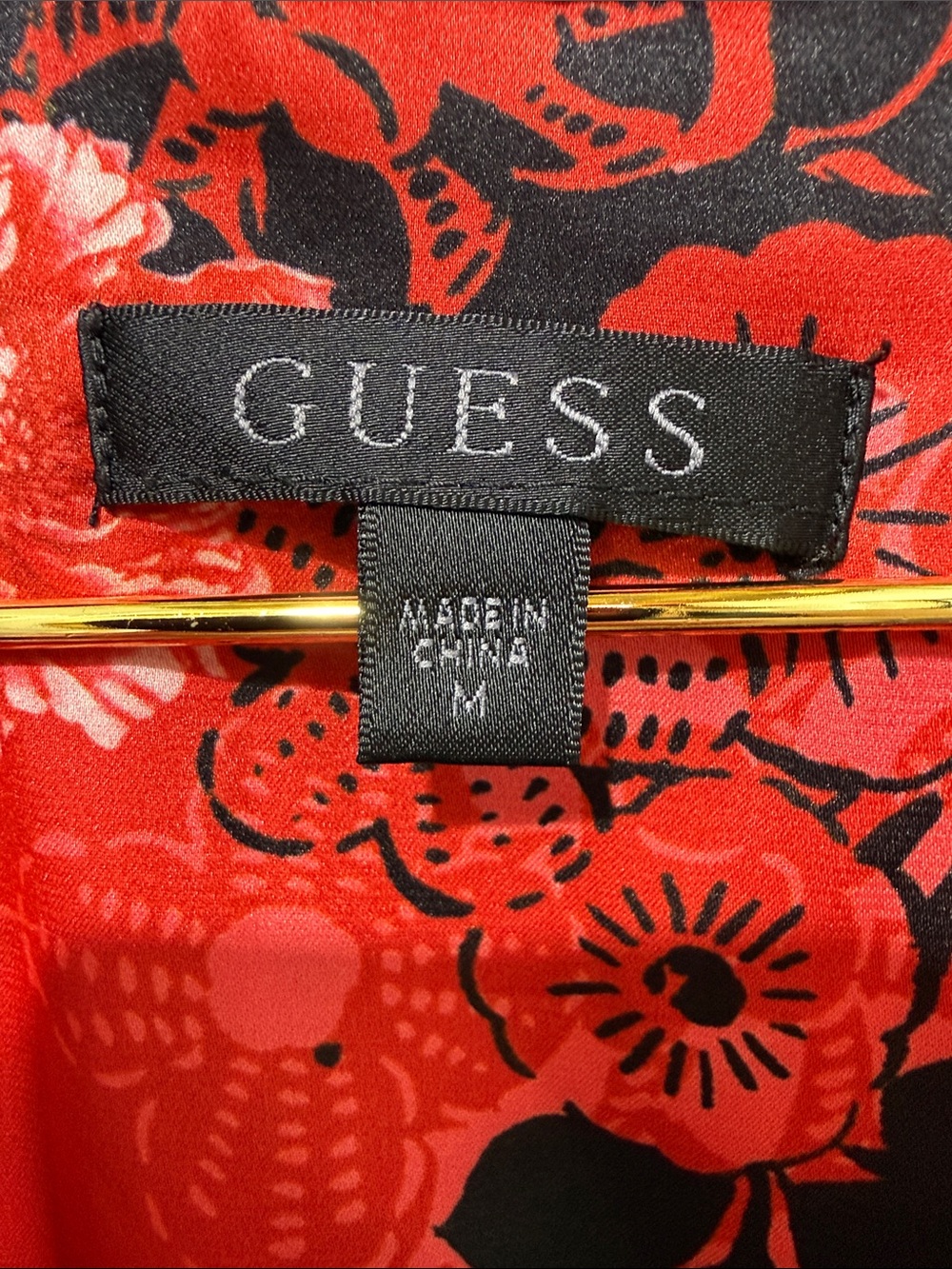 Guess Red and Black Floral Satin Dress - Picture 2 of 4
